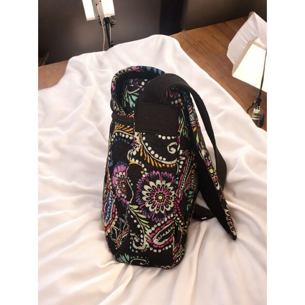 Vera Bradley Black Paisley Foldover Laptop Book Bag. - Picture 4 of 16